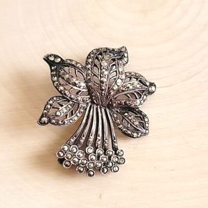 Antique Sterling Silver Orchid Brooch and Pendant- V.G. & Co.